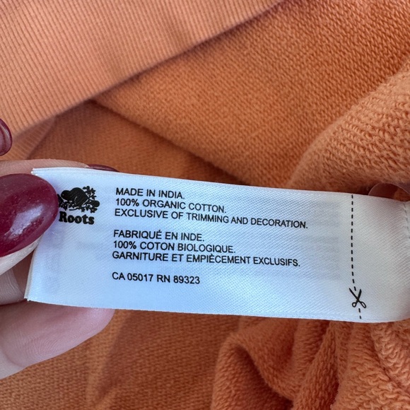 ROOTS Crewneck Sweatshirt Men XL light Orange 100% Organic Cotton Comfy Soft - Picture 6 of 7